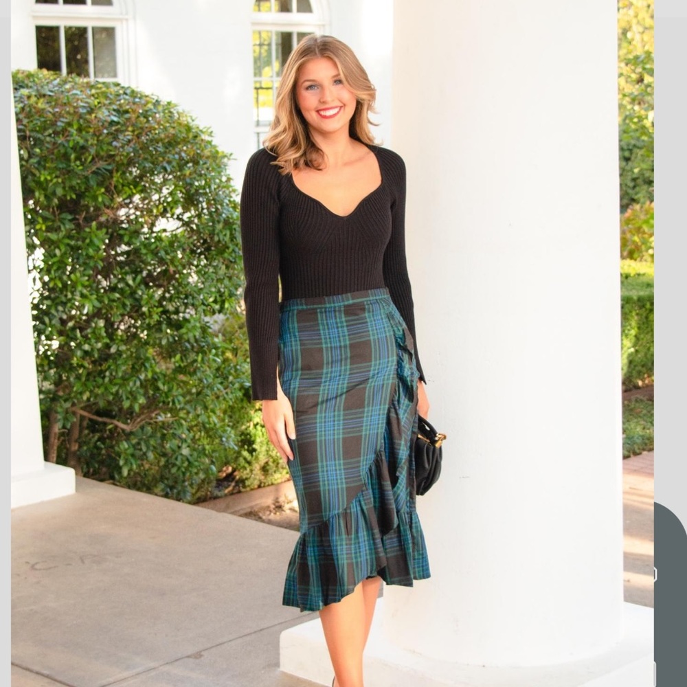 Free Assembly Plaid Midi Skirt